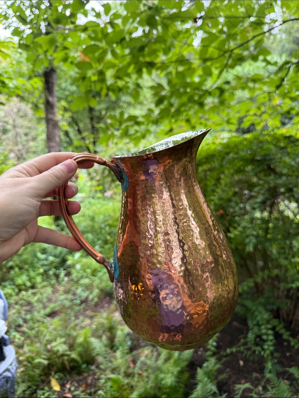 Gorham Copper Pitcher with Verdigris Accents